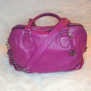 Genuine Leather Audrey Brooke Magenta Satchel bag